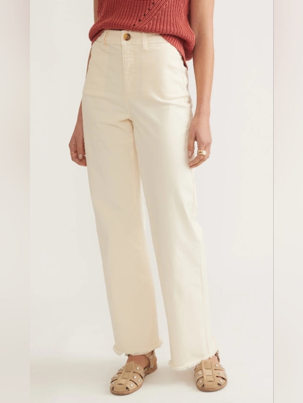 Marine Layer Bridget Full Length Pant Cream